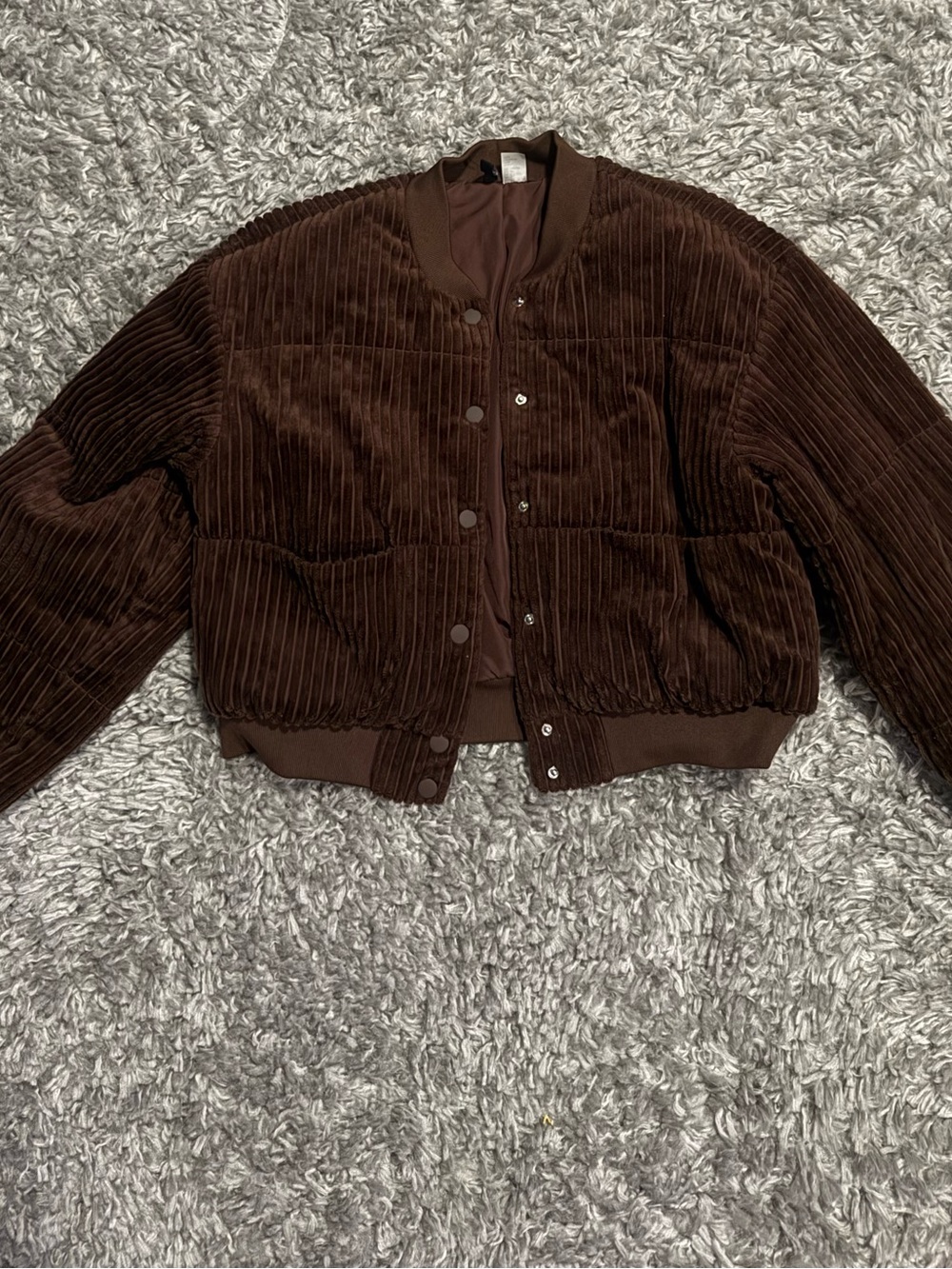 H&M Dark Brown Corduroy Bomber Jacket